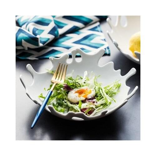 Irregular Ceramics Plate White Color Creative Coral Bowl 10 Inches Snack Plate Simplicity Kitchen Supplies Household Tableware