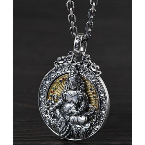 BOCAI new 100% real S925 pure silver jewelry Thai silver pendant for man God of Wealth six-word mantra silver pendant for woman