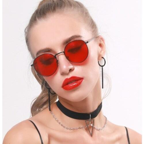 New Fashion Round Sunglasses Ladies Retro Punk Style Circle Metal Frame Multicolor Lens Sun Glasses Mens Vintage Eyewear UV400