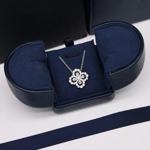 New Trendy Water Drop Silver Color Fashion Pendant Necklace Clover Design Clavicle Chain Women Elegant Bridal Wedding Gift