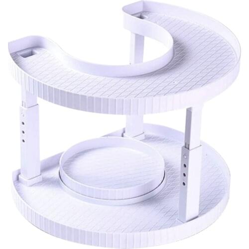 Lazy Susan Organizer 2-Tier Height Adjustable Spice Rack Rotating Seasoning Rack