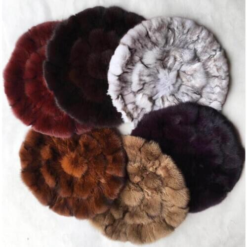 MS.Softext Natural Fox Fur Cushion for seat Patchwork Round Shape Genuine Fox fur Cushions for Car Seat