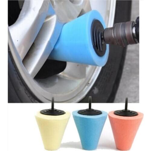 Car Tyres Foam Polishing Sponge Buffing Pad Car Polisher Tires Wheel Hub Polishing Tool Machine cone-shape Wheel