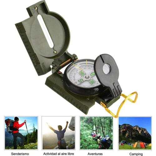 Portable compass military outdoor camping mini folding lens compass army green hiker survival precise pointing expedition tools