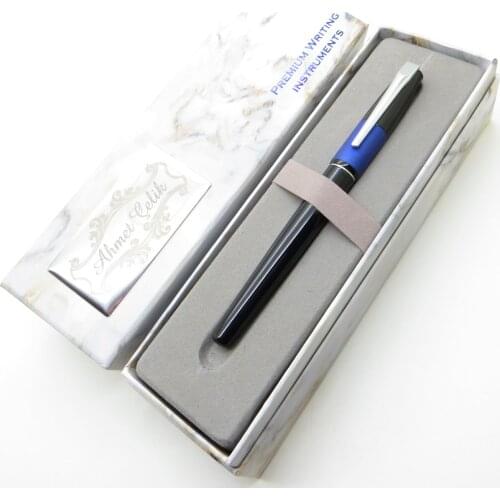 Wings Marble R372 Blue Black Roller Pen | İsme Special Pen | Gift Pen