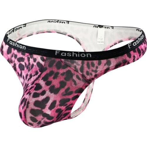 Sexy Gay Underwear Men G-string Thongs Leopard T-Panties Man Bikini Slip Homme Male Underpants Penis Erotic Lingerie Cueca S-XL