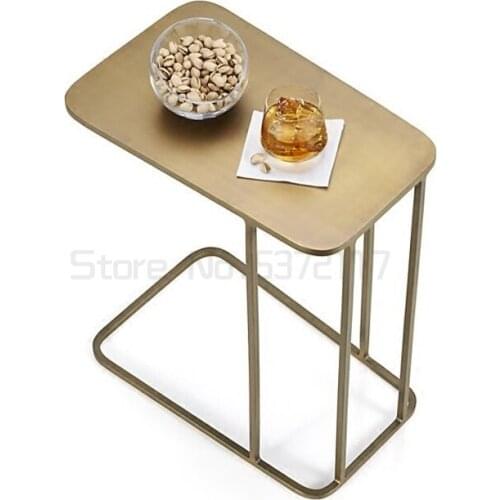 Modern simple sofa corner table bedside table mini small tea table iron edge table side cabinet