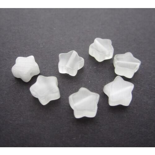 20Pcs/Lot 8mm*2.5mm Star shape Glass Cat-eye Beads White Color for jewelry making