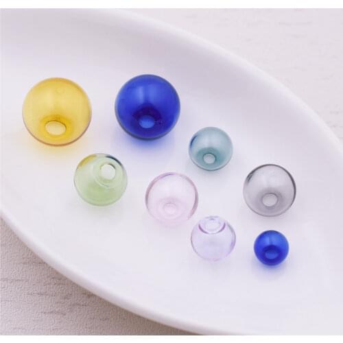 10pieces one hole 8-16mm color glass ball globe beads orb hollow glass bottle vial charms jewelry making accessories findings