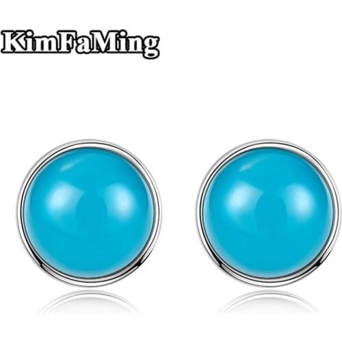 Unique Round Semi-Precious Gemstone Stud Earrings in Silver Jewelry for Women/Men Casual /Sporty /Daily OPE037