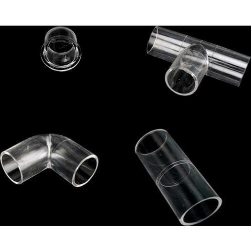 Inner Diameter 20mm Transparent Acrylic Connector Tee Straight Elbow Coupling Adapter End Caps Fish Tank Aquarium Pipe Fittings