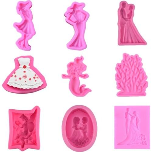 All Kinds of New Wedding Cake Chocolate Mold DIY Wedding Suit Set Silicone Fondant Cake Forming Mold Cake Wedding Decoration