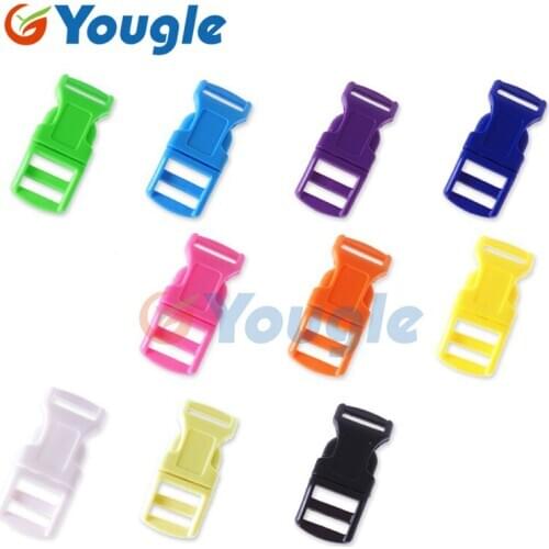 YOUGLE 100 pcs / lot 1/2" Mix Colored Contoured Curved Side Release Buckles Webbing Straps For Paracord Bracelet Bag Backpack