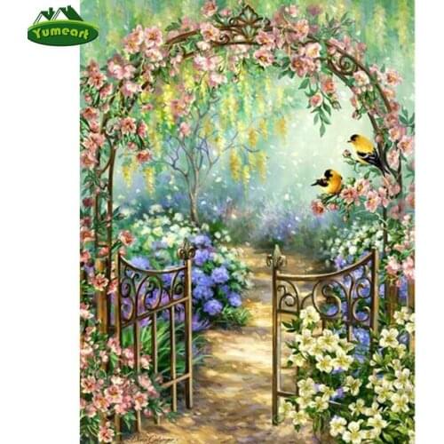 YUMEART 5D DIY Diamond Embroidery Landscape Garden Diamond Painting Cross Stitch Full Square Rhinestone Mosaic Home Decoration