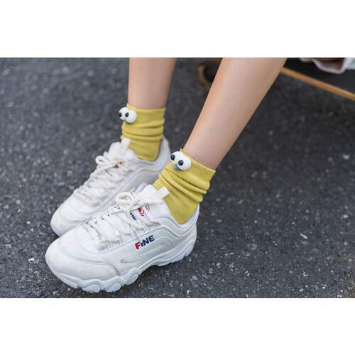 Binoster Women Girl Funny Socks Cute Big eyes Animals Fun Funky Novelty Gift for Ladies Pack of 3 pink blue yellow socks