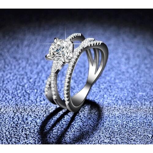 925 Sterling Silver Ring Women 1 Ct Moissanite Diamond Engagement Wedding Bands Fine Jewelry