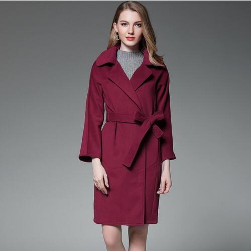 Faux Cashmere Wool Blends Female Overcoat Coats Womens Windbreakers Jackets Autumn Coat Parka Sashes Long Cape Manteau Cloak