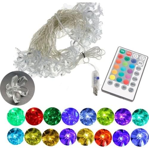 10M 60LED LED String Lights 16 Colors USB power remote Christmas Fairy Garland Wedding Party Lamp Living Room bedroom Decoration