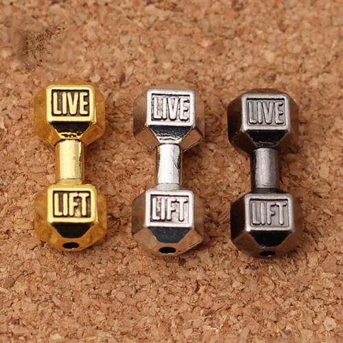 10pcs/lot Antique Gold/Gun-black Cute Small Dumbbell Charms Craft Metal Spacer Beads DIY Jewelry Making Necklace Accessories
