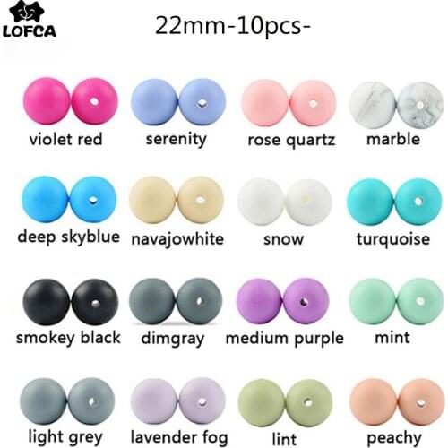LOFCA 10pcs 22mm Round Silicone Teething Beads For Silicone Teething Necklace Teether Food Grade Silicone Teether BPA Free