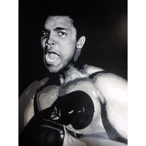 100%Handmade Muhammad Ali 24x36 Pop art style Oil Painting,NOT a print poster