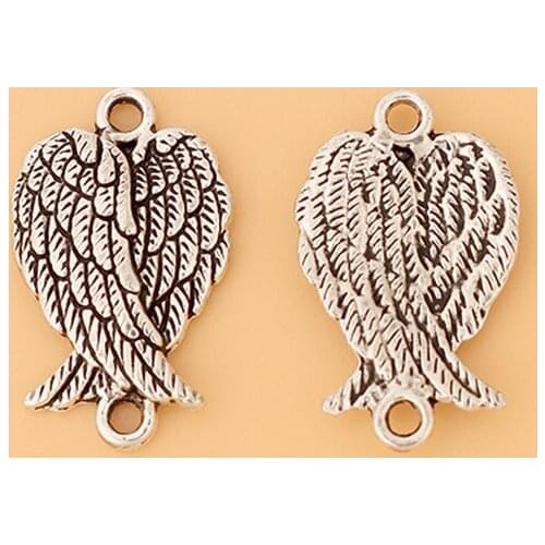 100pcs/Lot Tibetan Silver Angel Wings Connector Charms for DIY Bracelet Jewelry Making Findings Accessories