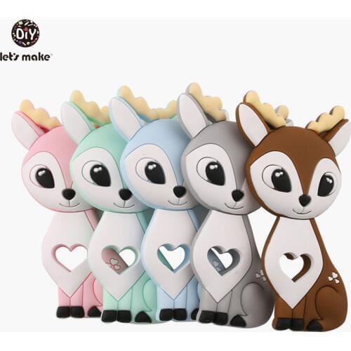 Lets make 5pcs Cartoon Sika Deer Food Grade Silicone Teethers Fawn Elk Hot Sale Newest Gift For Baby Teethers Patent Owner