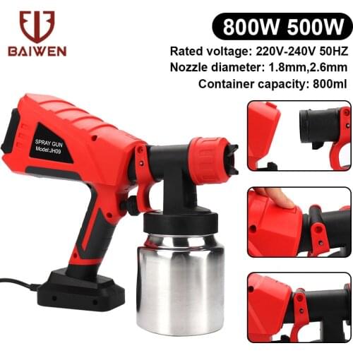 800W Electric Handheld Spray Gun Paint Sprayers With 2 Nozzle High Power Electric Airbrush for Painting Car Furniture Wall Wood