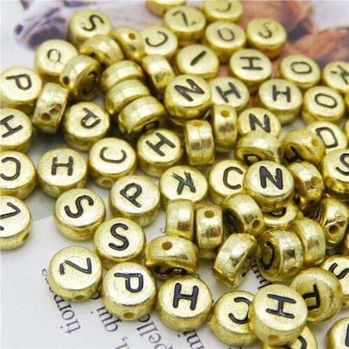 200pcs Mix Round Letter Beads Round Flat Alphabet Spacer gold Silver Color Acrylic Alphabet/Letter Round Beads Jewelry Making