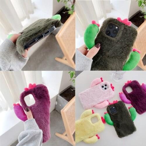 Soft Pretty Warm Cute Cactu Plush Case For Samsung Galaxy A70e A51/M40S A71 S20 Ultra Note10 Plus A9 2020 A20E A10E A2 Core Case