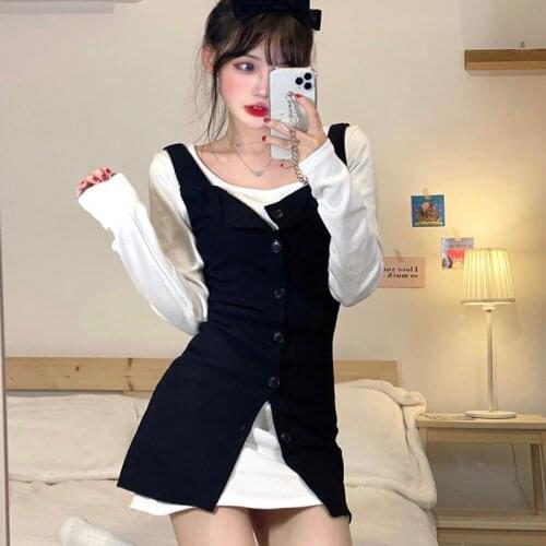 Black Dress Female Spring New Style Vest Skirt Design Sense Western Style Short Skirt