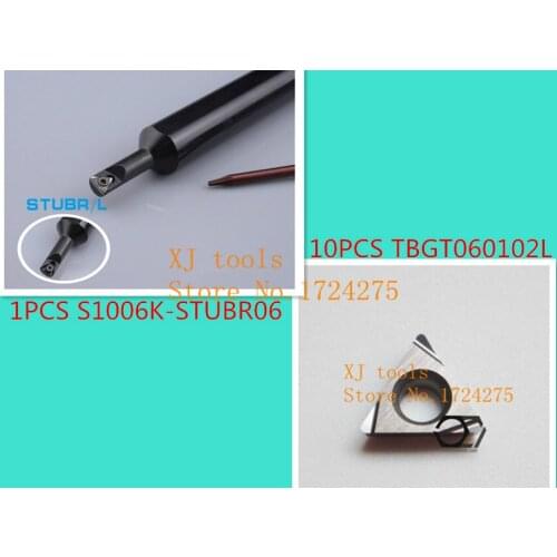 1PCS Holder S1006K-STUBR06 And 10PCS Ceramic inserts TBGT060102L, Internal turning tool ,Turning Tool Holder