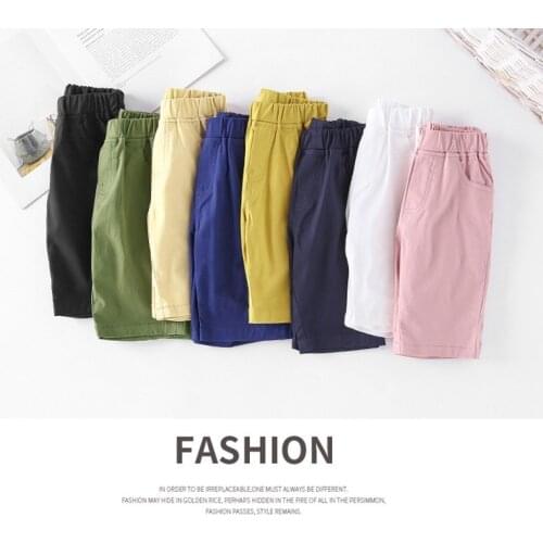 Yocute Children Clothes 2021 Summer Kids Khaki Shorts Korean Fashion Childrens Wear Cotton Boys' Capris Versatile Fifth Pants