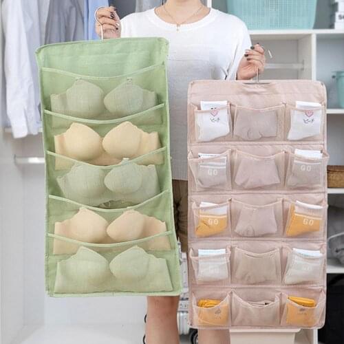 15 Pockets Double-sided Waterproof Moistureproof Underwear Hanging Storage Bag