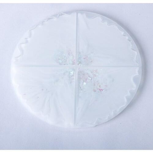 DIY Crystal Resin Mold Mirror Round Transparent Wave Cup Pad Mold Table Home Decoration Silicone Mold
