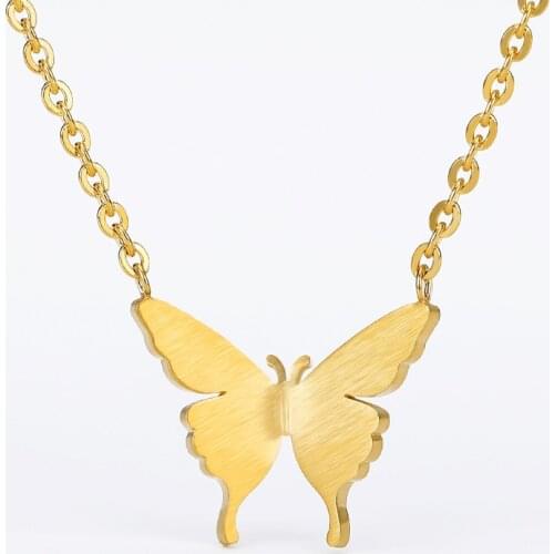 Dainty Butterfly Charm Necklaces For Women Insect jewelry Stainless Steel Chain Necklace Choker Children Gifts Bijoux Femme Bff
