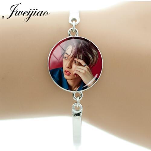JWEIJIAO 2019 Trendy Day6 Bracelet Glass Cabochon Dome Sungjin YoungK Wonpil Dowoon Photo Bracelet Chain Bangle DAY14