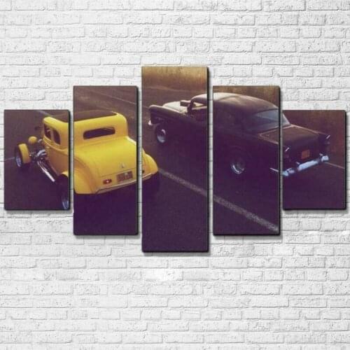 American Classic Graffiti Car 5 Panel Canvas Picture Print Wall Art Canvas Painting Wall Decor for Living Room Poster No Framed