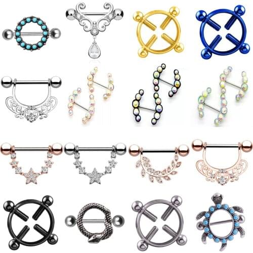 1/2pcs Titanium Nipple Piercing Heart Barbell Opal Nipple Shield Flower Charming Nipple Rings For Women Body Piercing Jewelry