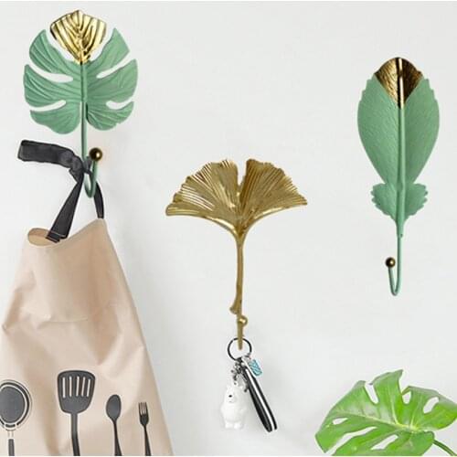 Leaf Shape Hook green Coat Rack Adhesive Holder Wall Coat Key Hanger Free-Hole Home Wall Hanging Decoration
