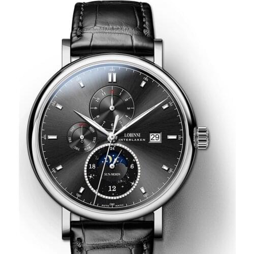 LOBINNI men wristwatch,mens automatic mechanical watch mens watches sapphire 50m waterproof Switzerland clock stainless steel