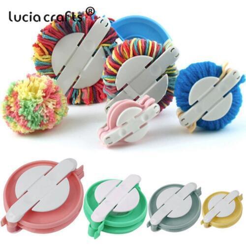 Lucia crafts 1set/lot New 4 Sizes Pompom Maker Ball Weaver Needle Craft Knitting Wool Tool J0707