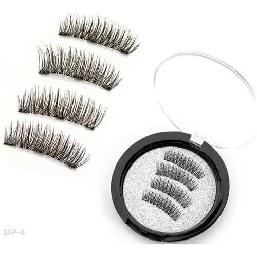 4pcs/box 3D Magnetic Eyelashes Soft Nature Reusable 3 Magnet False Eyelash with Applicator/Clip Magnetic Fake Eyelash