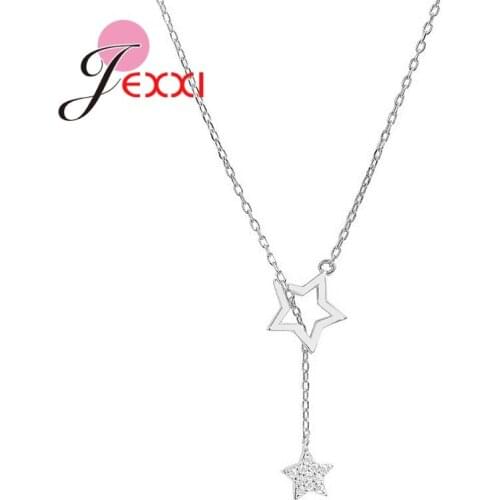 Fashion 925 Sterling Silver Star Necklaces For Women Girl Exquisite Fashion Choker Hollow Pendant Wedding Party Jewlery Gifts