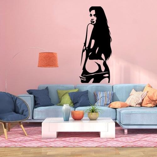 Cartoon sexy woman Sticker Waterproof Vinyl Wallpaper Home Decor For Kids Rooms Decoration Wall Art MURAL Drop Shipping