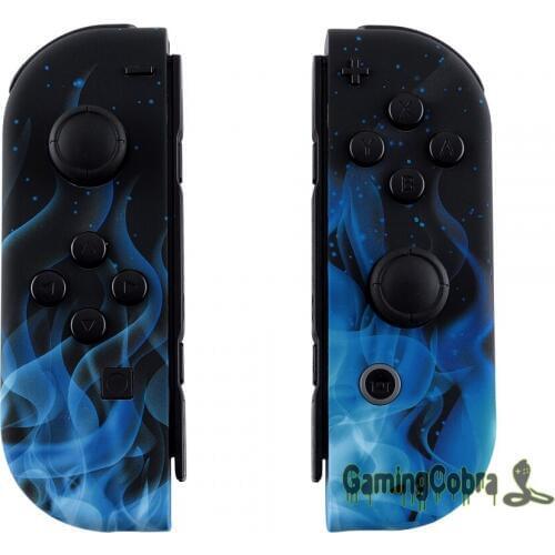 Soft Touch Grip Blue Flame Controller Housing W/ Full Set Buttons DIY Replacement Shell Case for Nintendo Switch Joy-Con