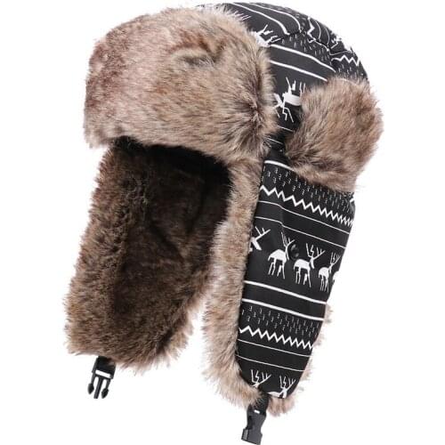 New Faux Fur Hat Winter Warm Hat Unisex Bomber Warm EarFlap WindProof Thermal Hats Ski Snow Hats Caps Hunting Christmas Gift