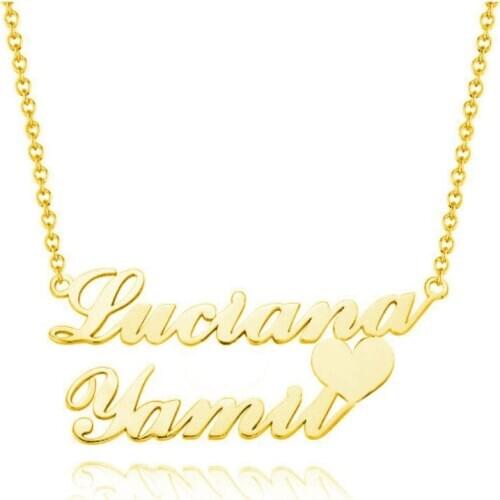 Couple Name Necklaces Stainless Steel Rose Gold Personalized Custom Dauble Name Hearts Necklace Friendship Gifts Bff 2020