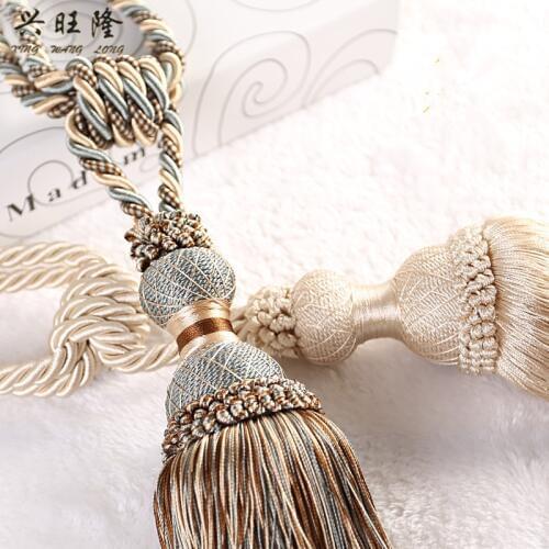 XWL 2Pcs Curtain Tassel Brush Tower Straps Tiebacks Hanging Bind Ropes Belt Ball Buckle Hook Holder Curtain Accessory Tieback