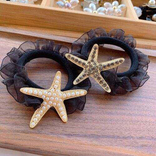 Fashion Women Elastic Hair bands Girls Headband Fashion Starfish Rhinestone hairband Hair Accessories Hair Rope Ponytail